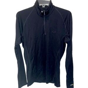 Icebreaker Base Layer Shirt Bodyfit 150 Merino Wool Half Zip Mens Small Black